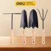 Bộ Dụng Cụ Làm Vườn 4 Món Cán Gỗ Chính Hãng DELI TOOLS – Xẻng, Quốc, Cào Đa Năng – Chất Liệu Cao Cấp, Chắc Chắn